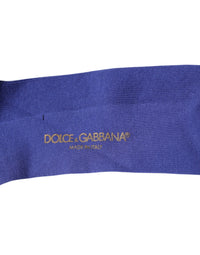 Dolce & Gabbana Purple Cotton Logo Over The Calf Men's Socks