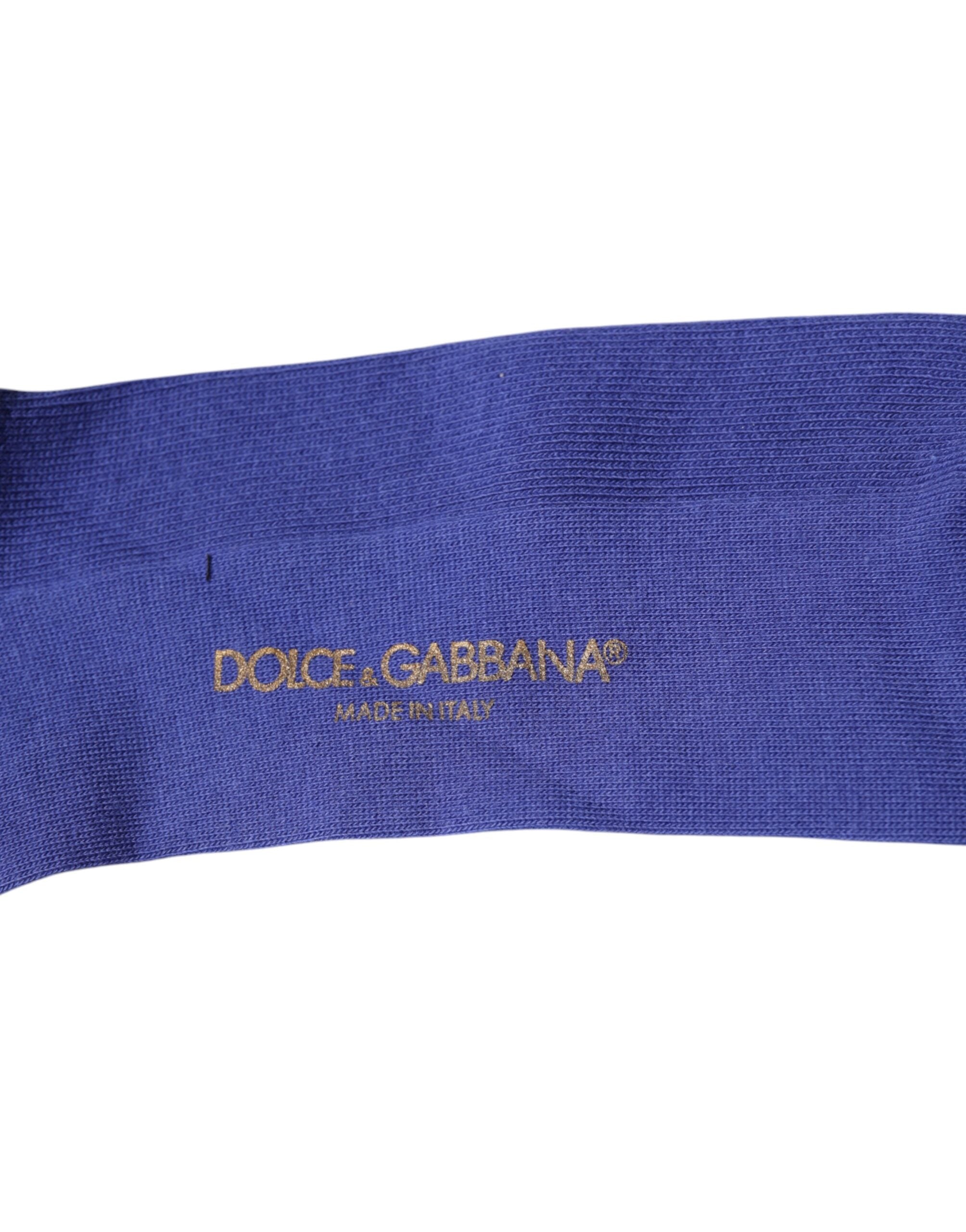 Dolce & Gabbana Purple Cotton Logo Over The Calf Men's Socks