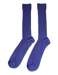 Dolce & Gabbana Purple Cotton Logo Over The Calf Men's Socks