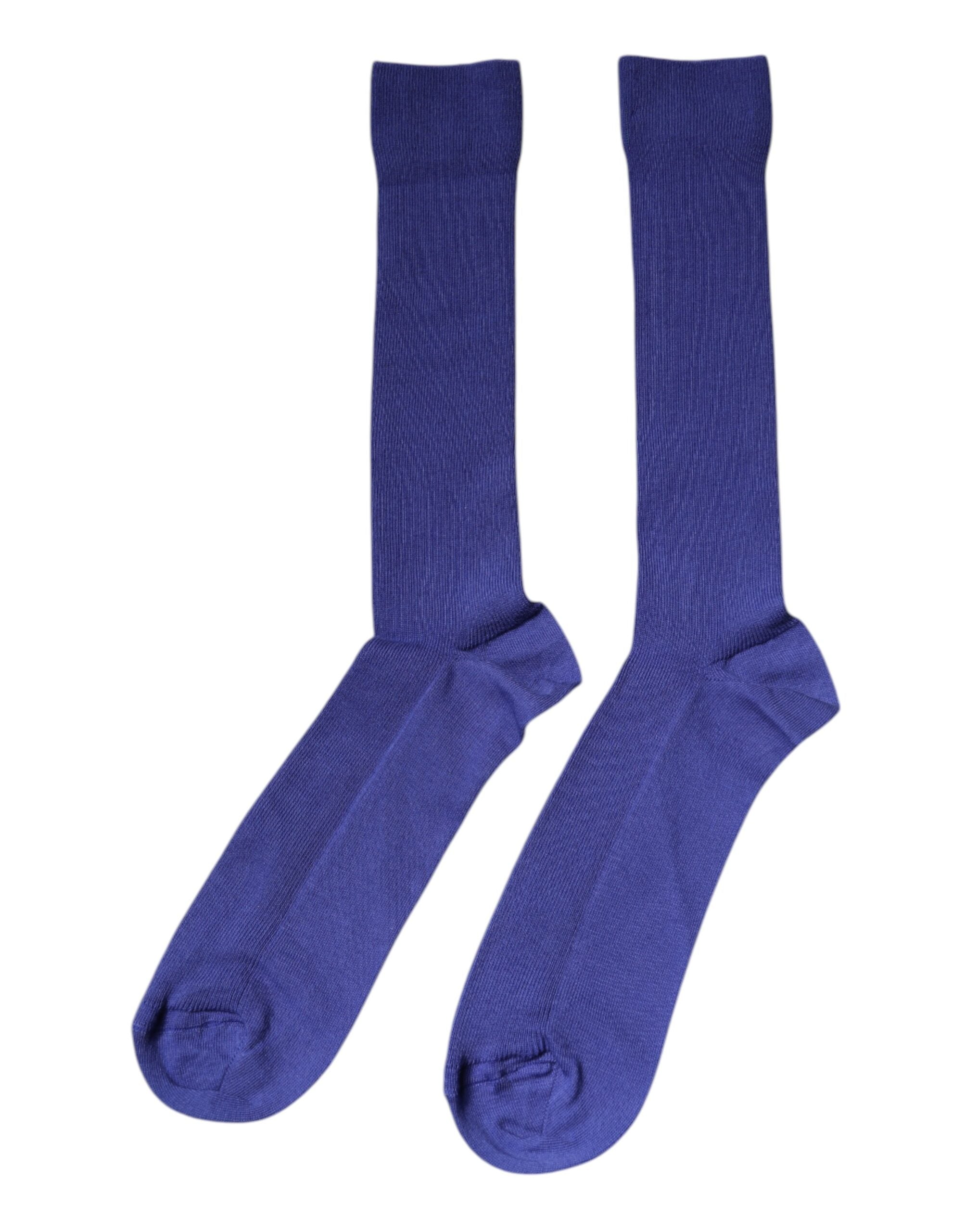 Dolce & Gabbana Purple Cotton Logo Over The Calf Men's Socks
