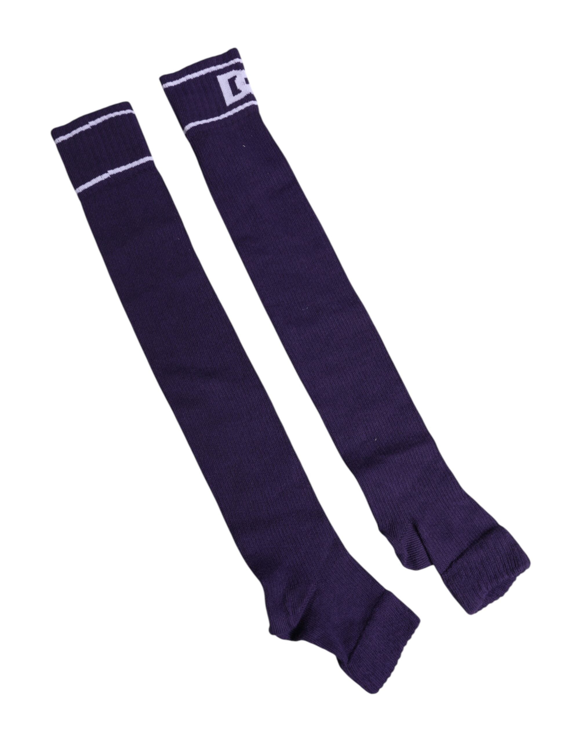 Dolce & Gabbana Purple Cotton DG Logo Print Open Toe Men's Socks