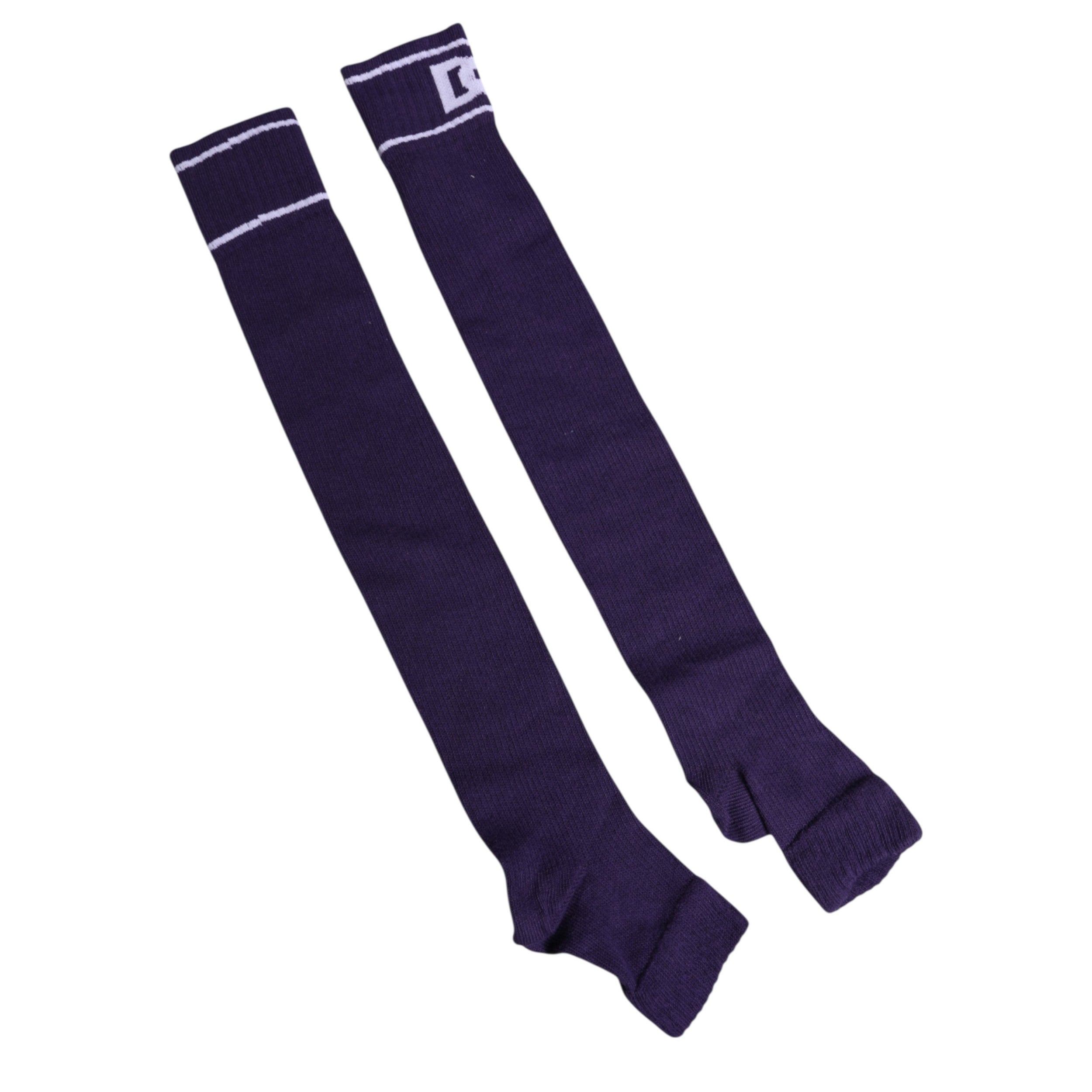 Dolce & Gabbana Purple Cotton DG Logo Print Open Toe Men's Socks