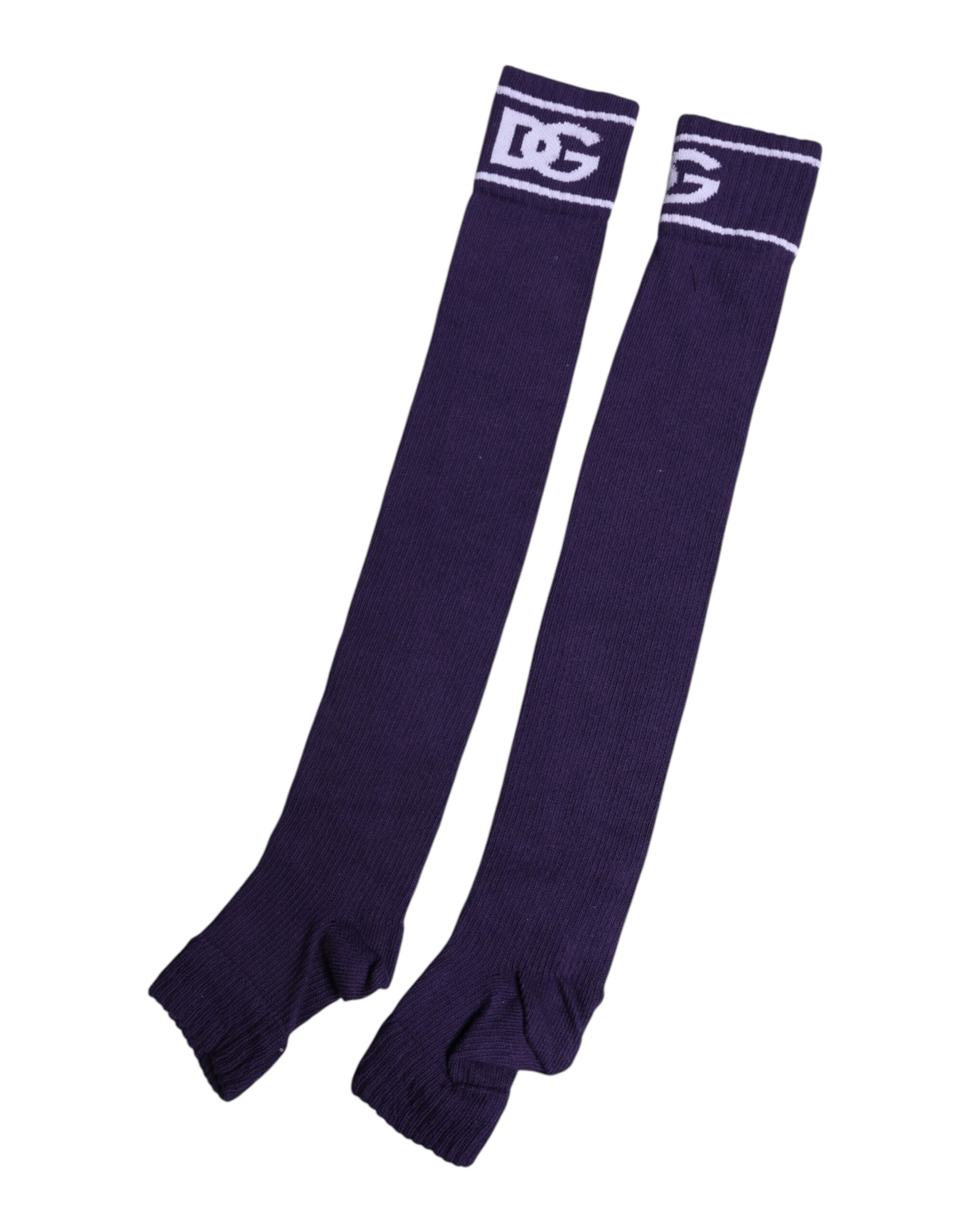Dolce & Gabbana Purple Cotton DG Logo Print Open Toe Men's Socks