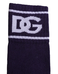 Dolce & Gabbana Purple Cotton DG Logo Print Open Toe Men's Socks