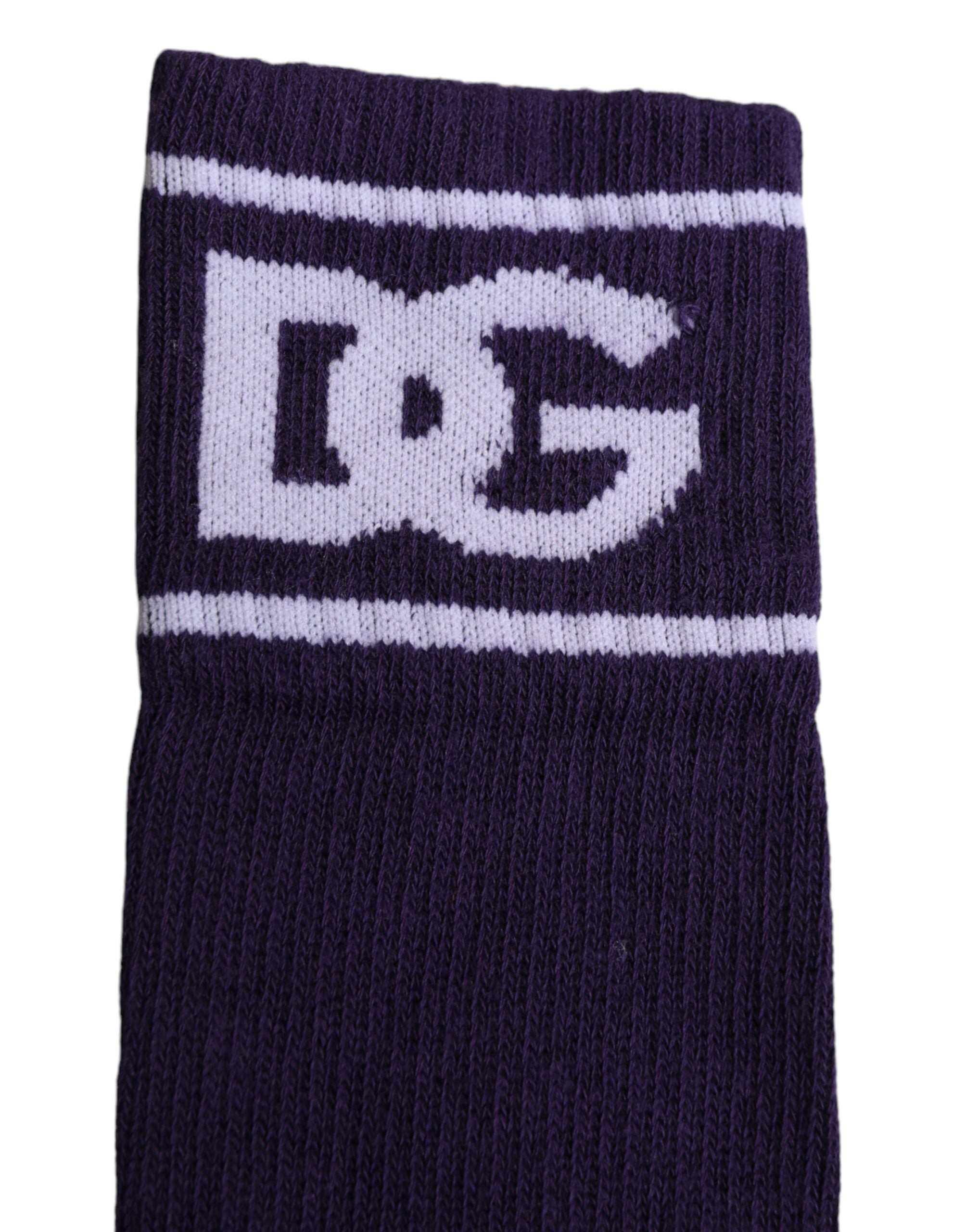 Dolce & Gabbana Purple Cotton DG Logo Print Open Toe Men's Socks