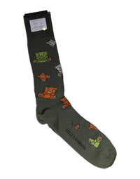 Dolce & Gabbana Green Nylon DG Bear Printed Mid Calf Men's Socks