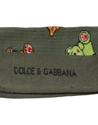 Dolce & Gabbana Green Nylon DG Bear Printed Mid Calf Men's Socks
