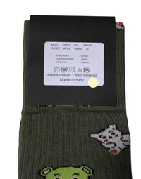 Dolce & Gabbana Green Nylon DG Bear Printed Mid Calf Men's Socks