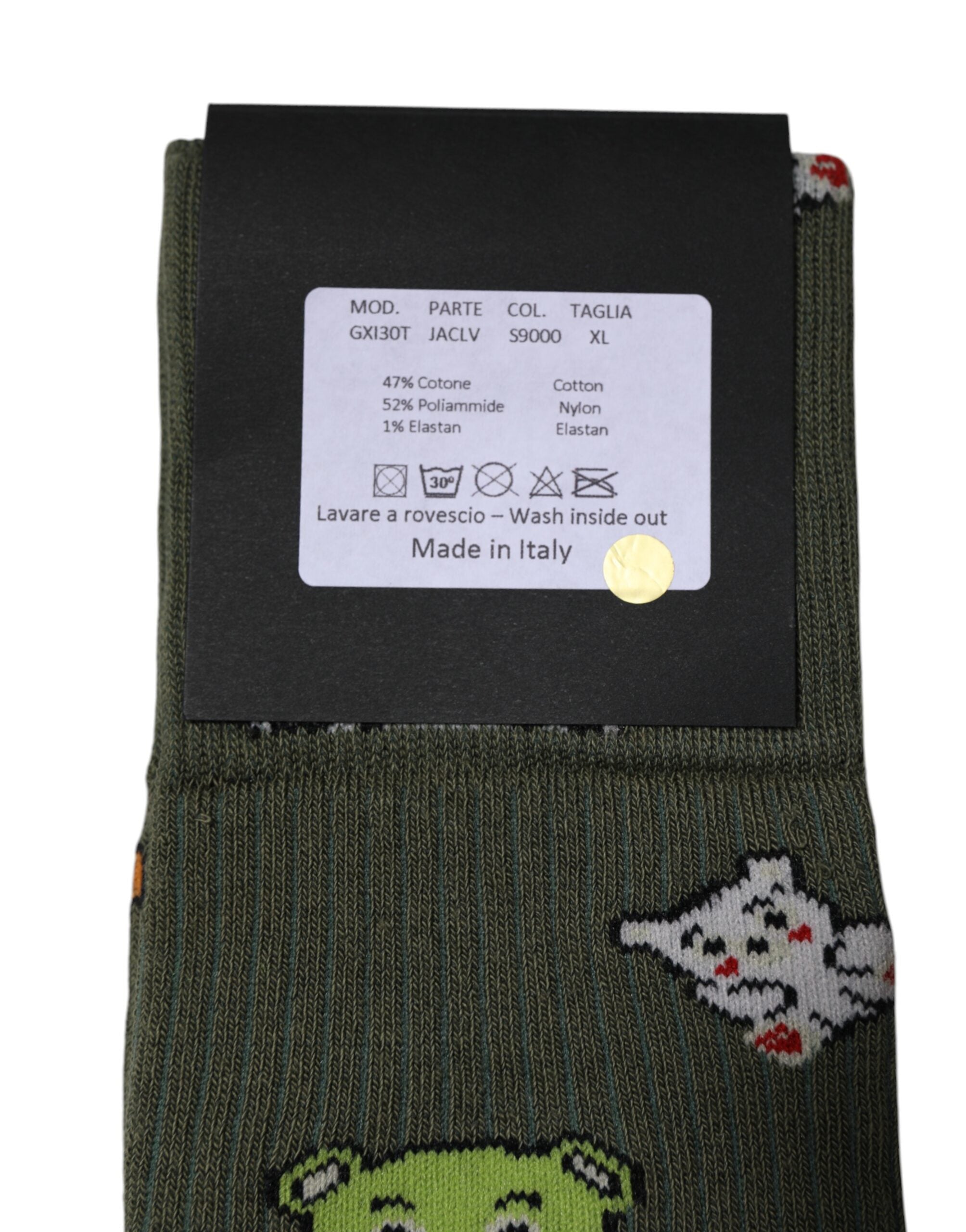 Dolce & Gabbana Green Nylon DG Bear Printed Mid Calf Men's Socks