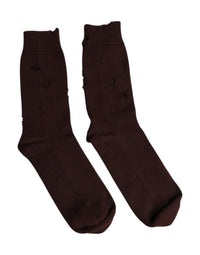 Dolce & Gabbana Dolce & Gabbana Brown Solid Cotton Stretch Mid Calf  Socks