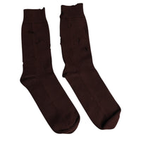 Dolce & Gabbana Dolce & Gabbana Brown Solid Cotton Stretch Mid Calf  Socks