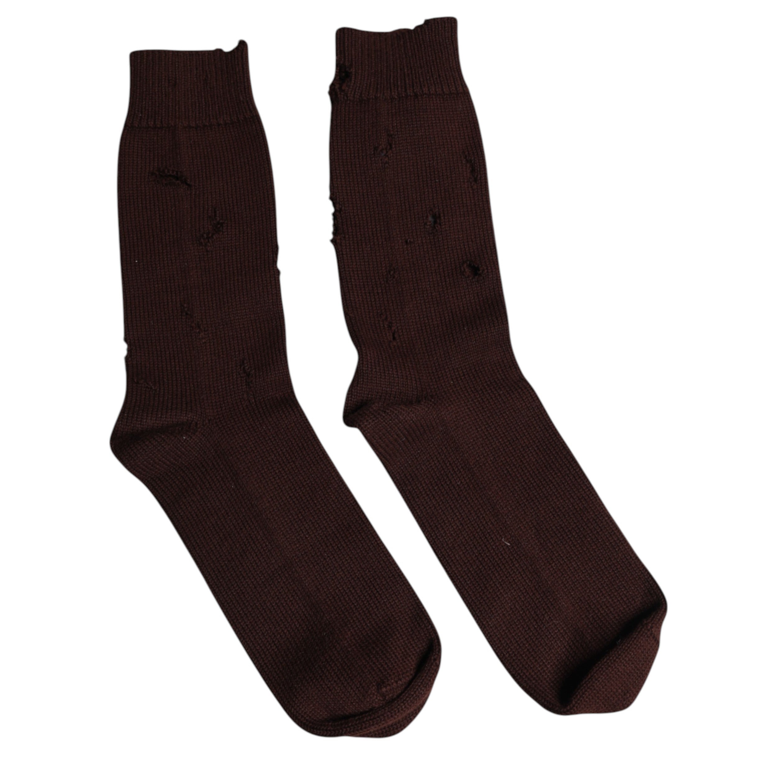 Dolce & Gabbana Dolce & Gabbana Brown Solid Cotton Stretch Mid Calf  Socks
