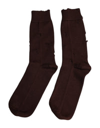 Dolce & Gabbana Dolce & Gabbana Brown Solid Cotton Stretch Mid Calf  Socks