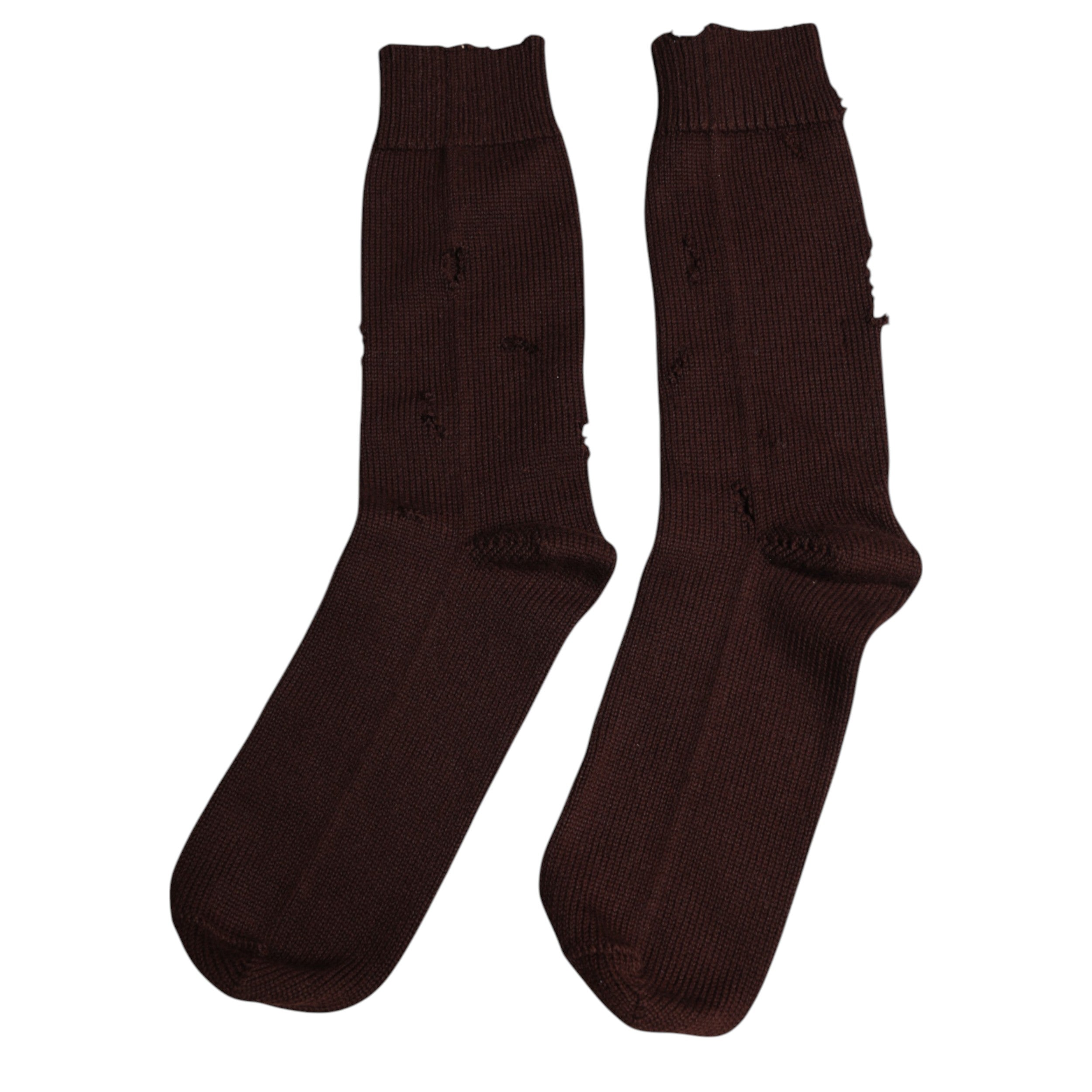 Dolce & Gabbana Dolce & Gabbana Brown Solid Cotton Stretch Mid Calf  Socks