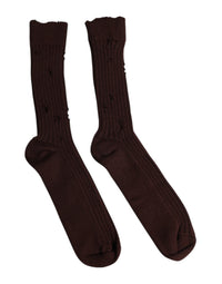 Dolce & Gabbana Dolce & Gabbana Brown Cotton Stretch Over The Calf  Socks