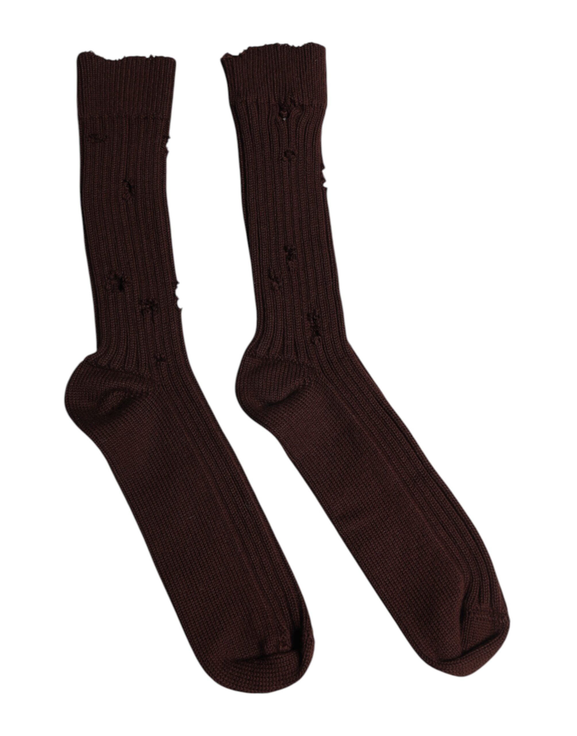 Dolce & Gabbana Dolce & Gabbana Brown Cotton Stretch Over The Calf  Socks