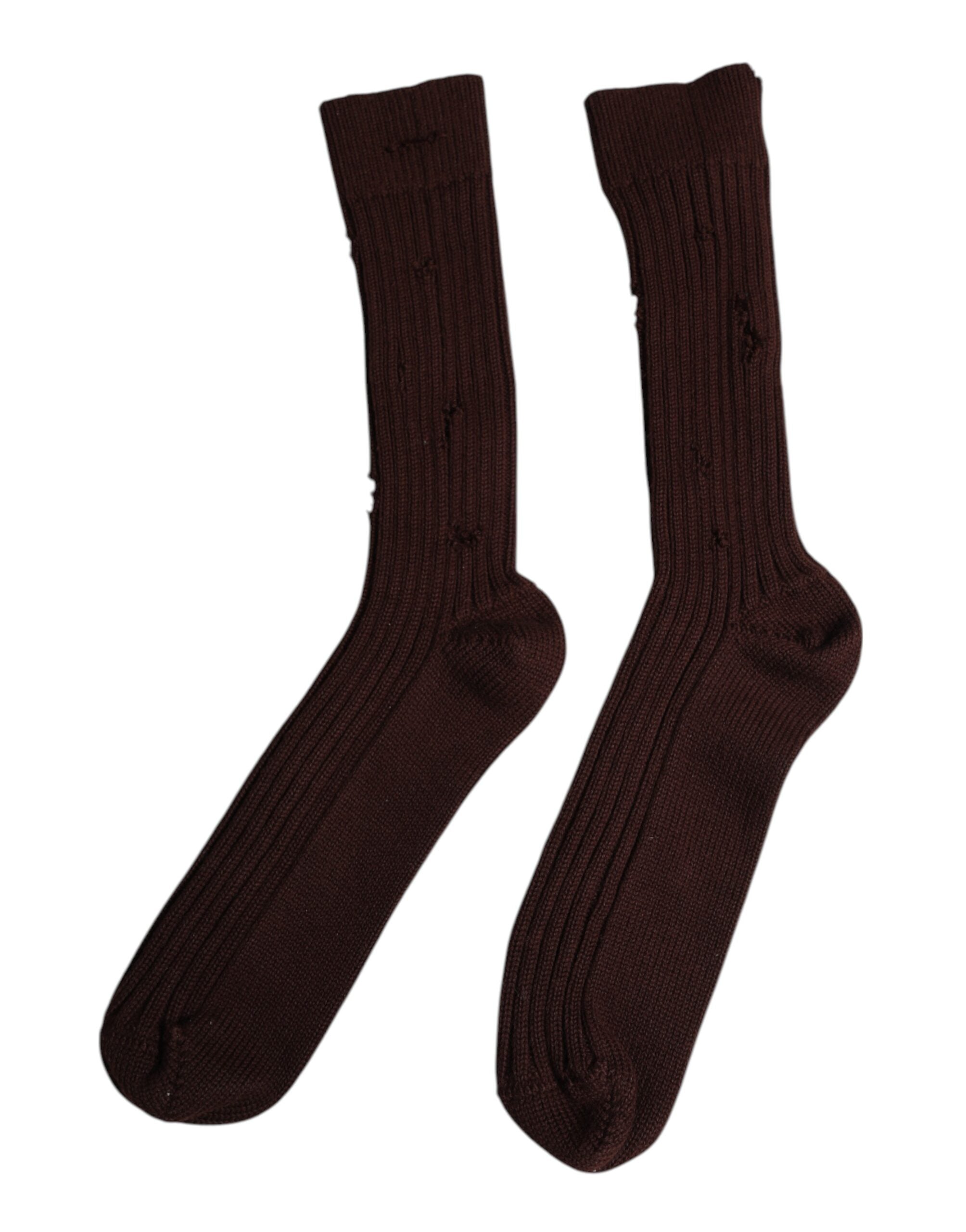Dolce & Gabbana Dolce & Gabbana Brown Cotton Stretch Over The Calf  Socks