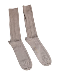 Dolce & Gabbana Dolce & Gabbana Brown Cotton Stretch Logo Over Calf  Socks