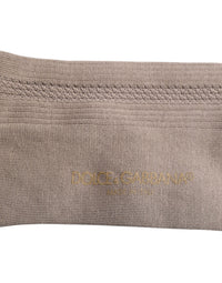 Dolce & Gabbana Dolce & Gabbana Brown Cotton Stretch Logo Over Calf  Socks
