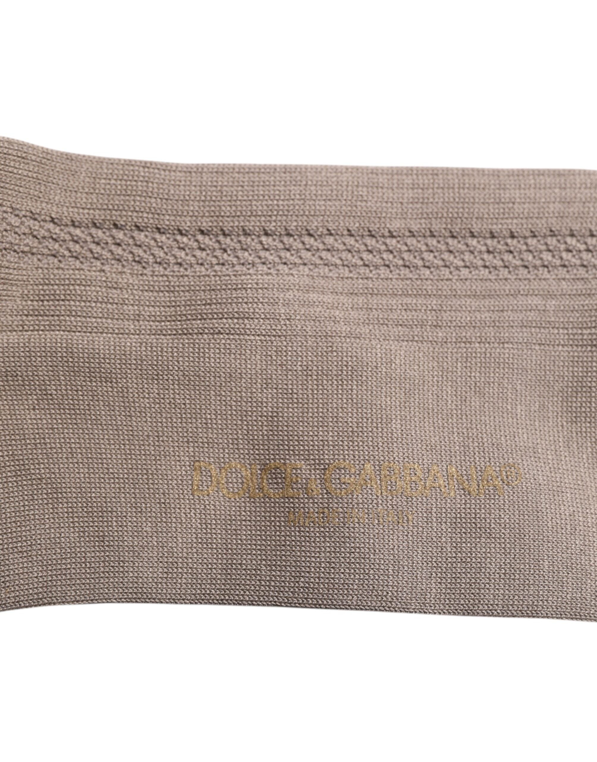 Dolce & Gabbana Dolce & Gabbana Brown Cotton Stretch Logo Over Calf  Socks