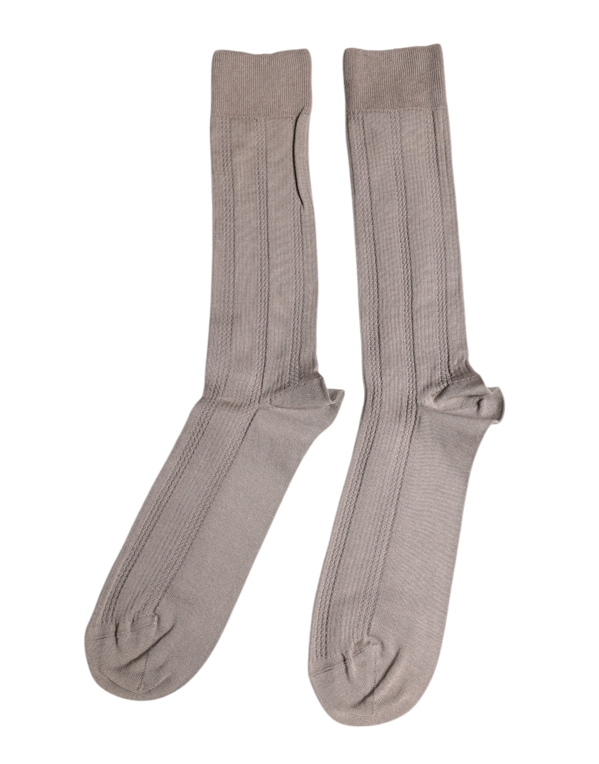 Dolce & Gabbana Dolce & Gabbana Brown Cotton Stretch Logo Over Calf  Socks