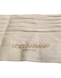 Dolce & Gabbana Dolce & Gabbana Beige Cotton Stretch Logo Mid Calf  Socks