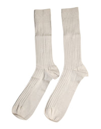 Dolce & Gabbana Dolce & Gabbana Beige Cotton Stretch Logo Mid Calf  Socks
