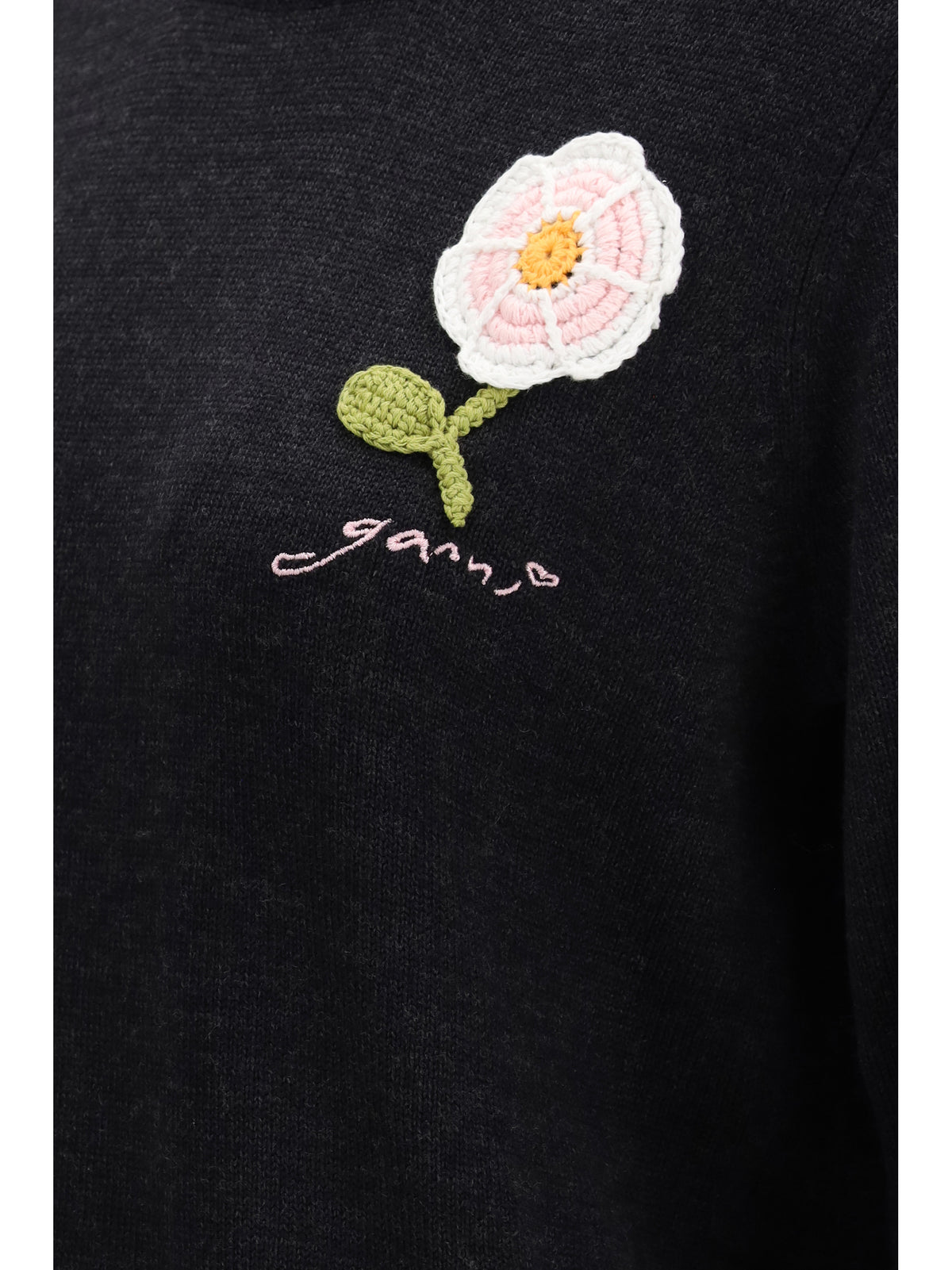 Ganni Women Wool Sweater With Crochet Flower