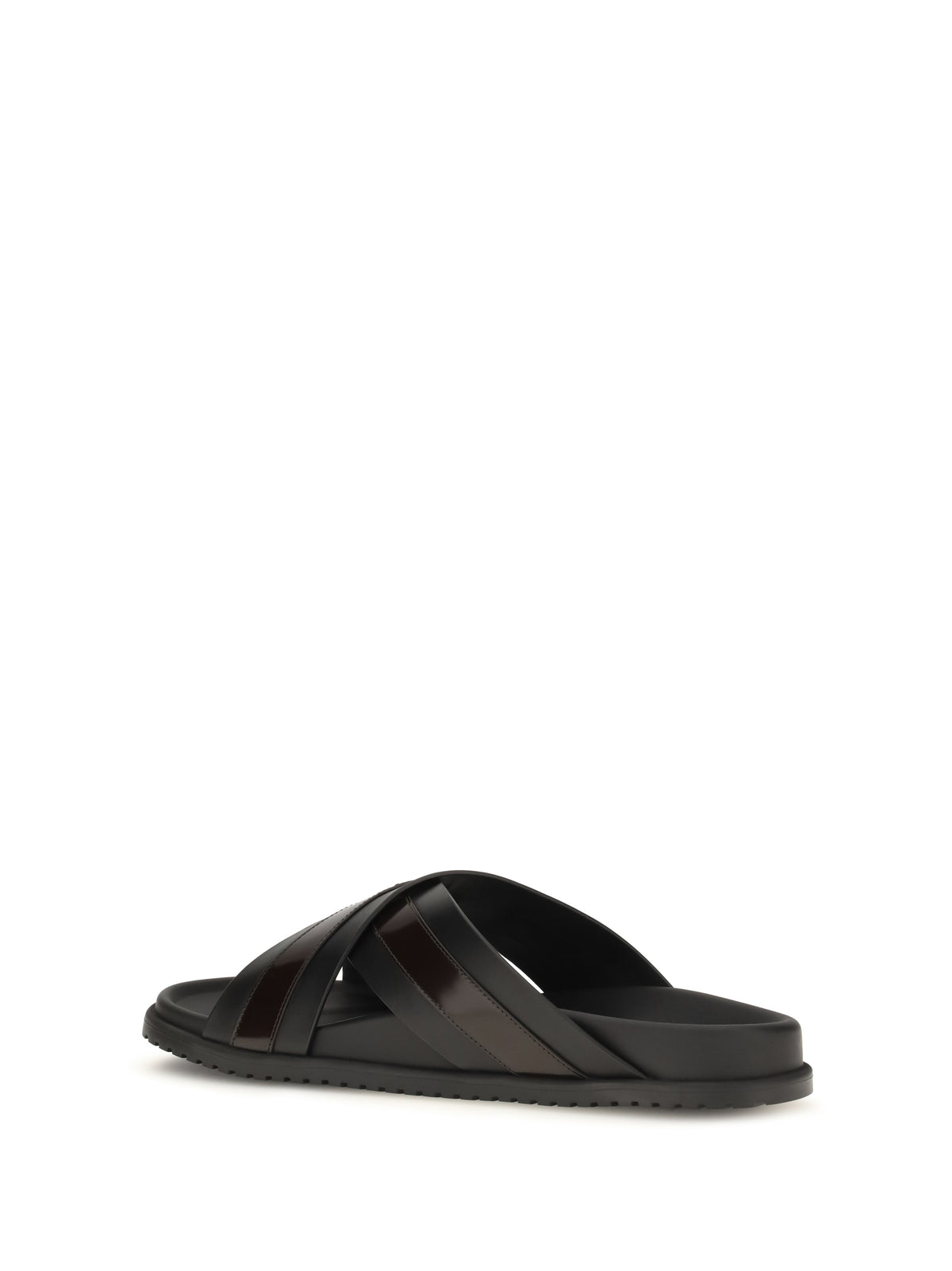 Dolce & Gabbana Men Smooth Calf Leather Slide Sandals