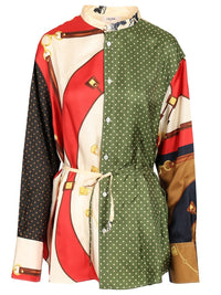 Celine Women Loose-Fitting Shirt In Printed Silk Twill