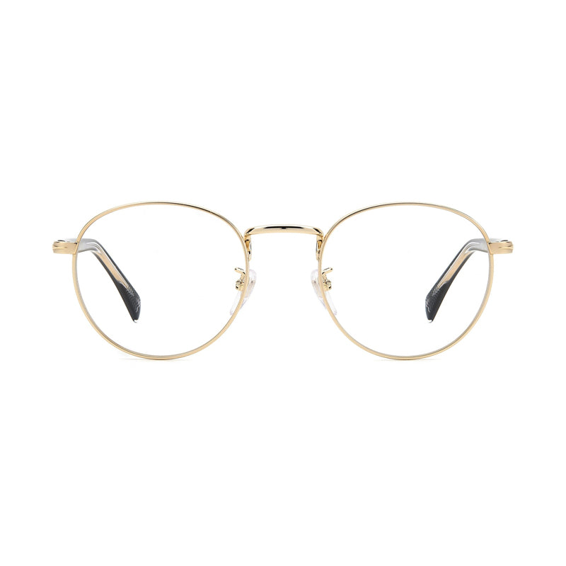 David Beckham David Beckham Eyeglasses Round Full Rim, Gold/Black Frame and Clear Demo Lenses Lens DB11270RHL00