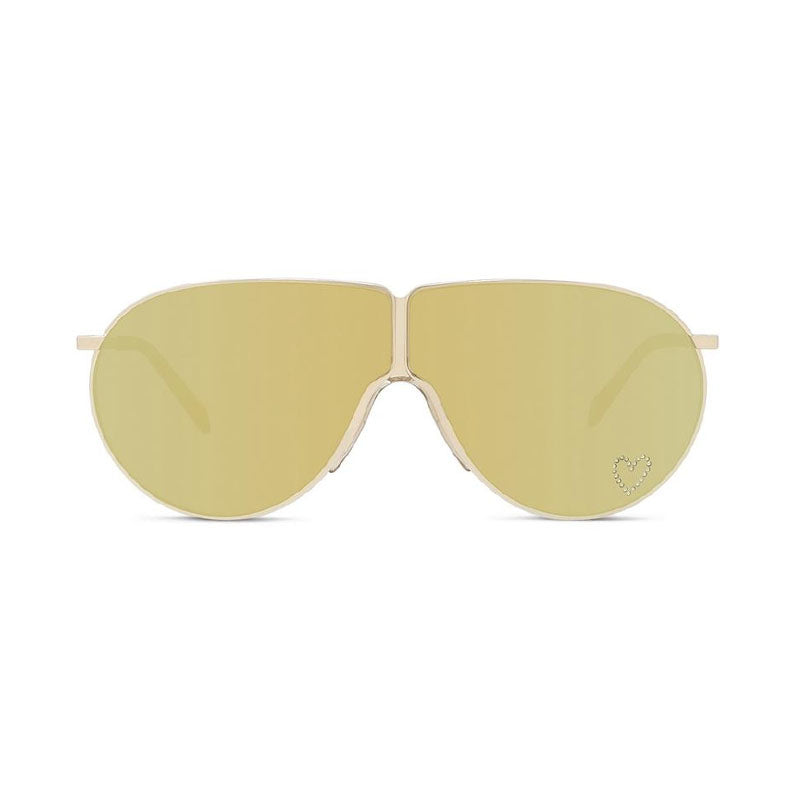 Stella McCartney Stella McCartney Sunglasses Shield Full Rim, Gold Frame and Brown Gold Mirror Lens SC40064I30C