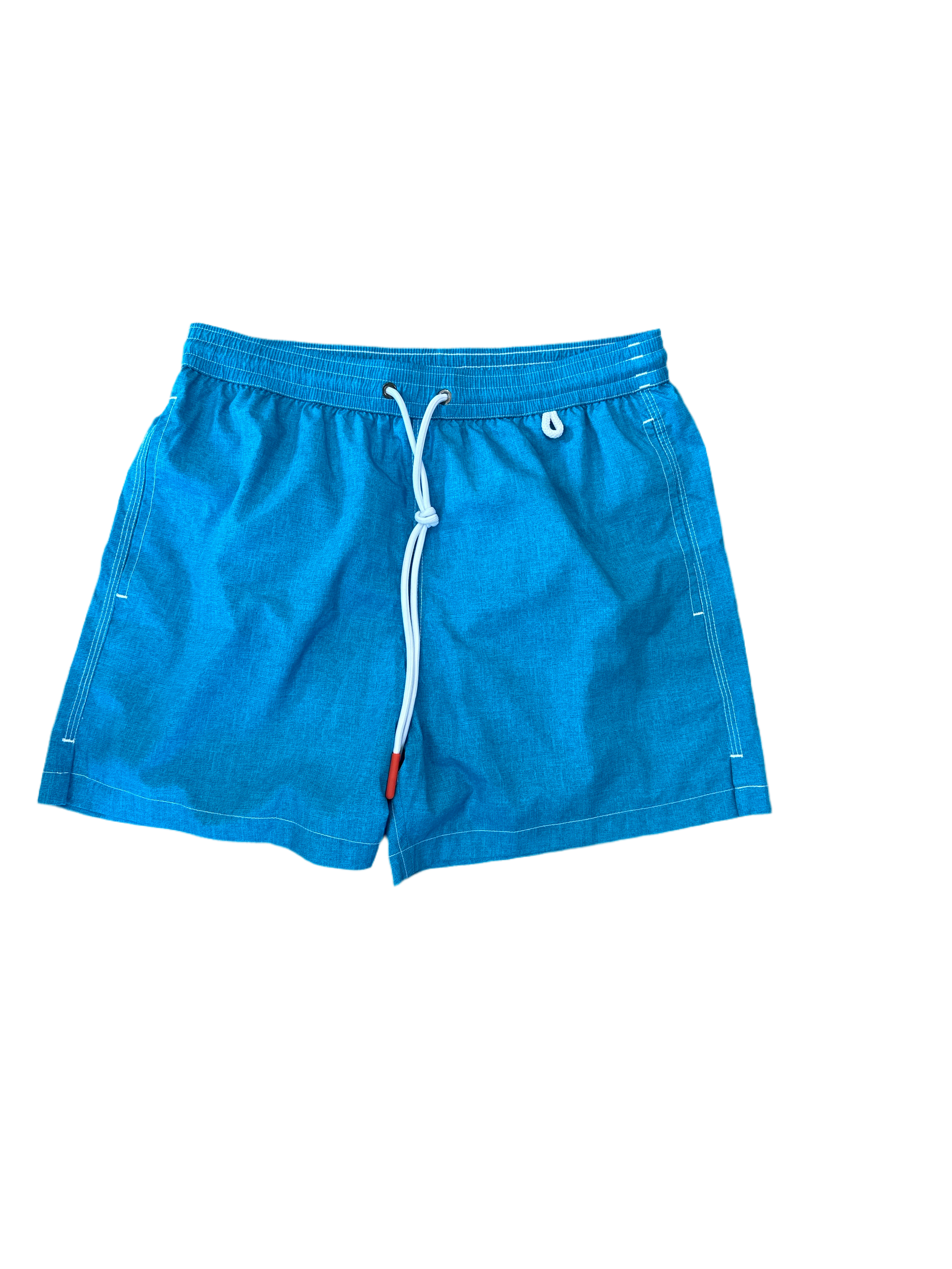 Isaia Mens Solid Aqua Blue Swim Trunk S Blue