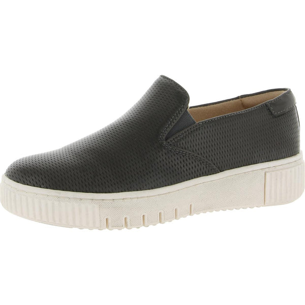 Tia Womens Faux Leather Comfort Slip-On Sneakers