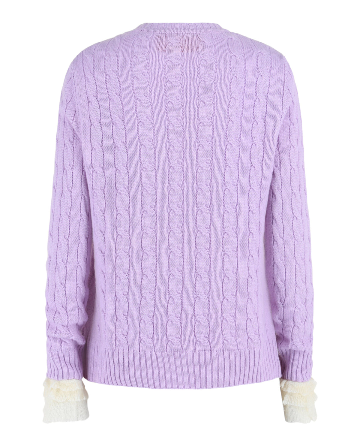 Valentino Womens Ruffled Cable-Knit Wool Cardigan