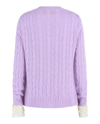 Valentino Womens Ruffled Cable-Knit Wool Cardigan