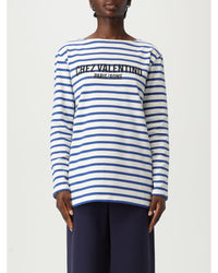 Valentino Striped Long Sleeve Boat Neck Top Women Ivory T-Shirts