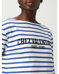 Valentino Striped Long Sleeve Boat Neck Top Women Ivory T-Shirts