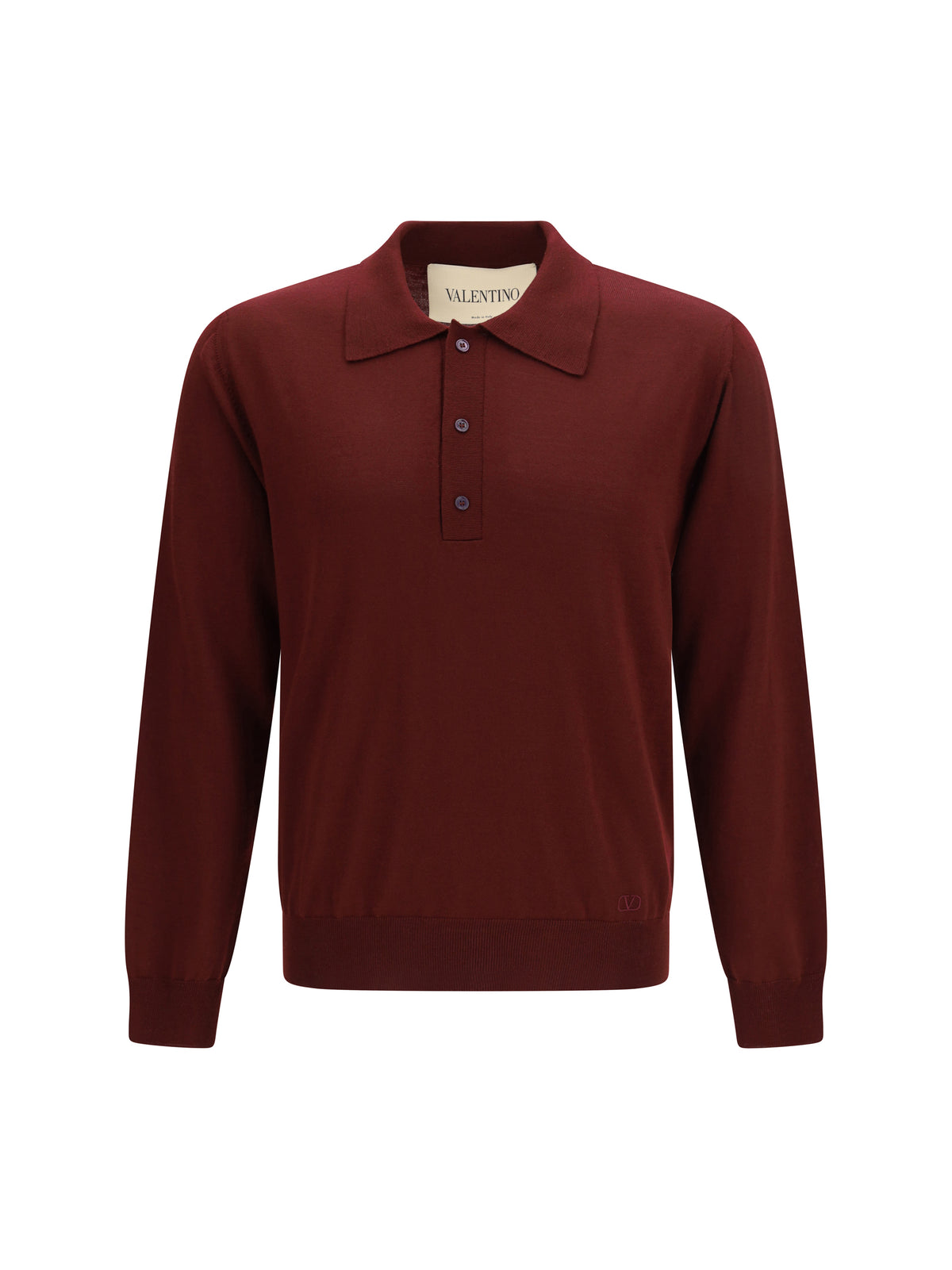 Valentino Men Wool Polo With Vlogo Embroidery