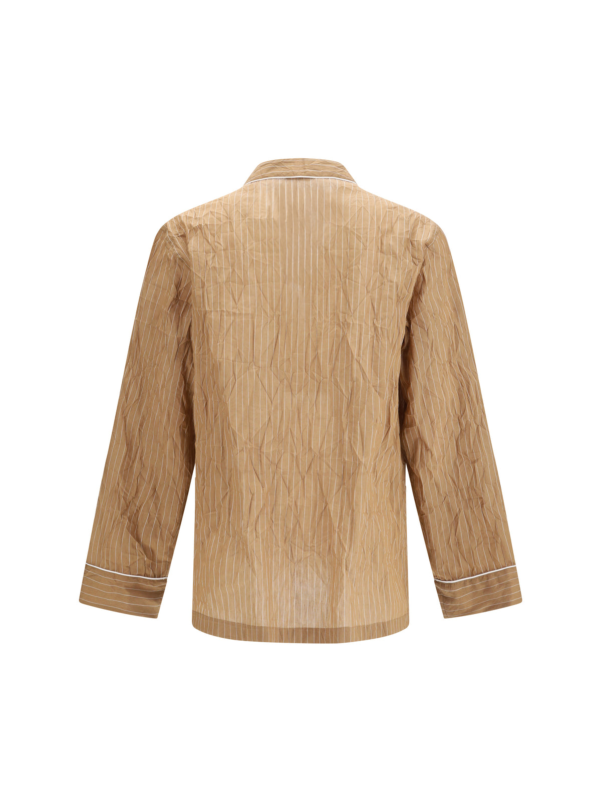 Dolce & Gabbana Men Vanity Shirt-Style Robe In Froissé Striped Fabric