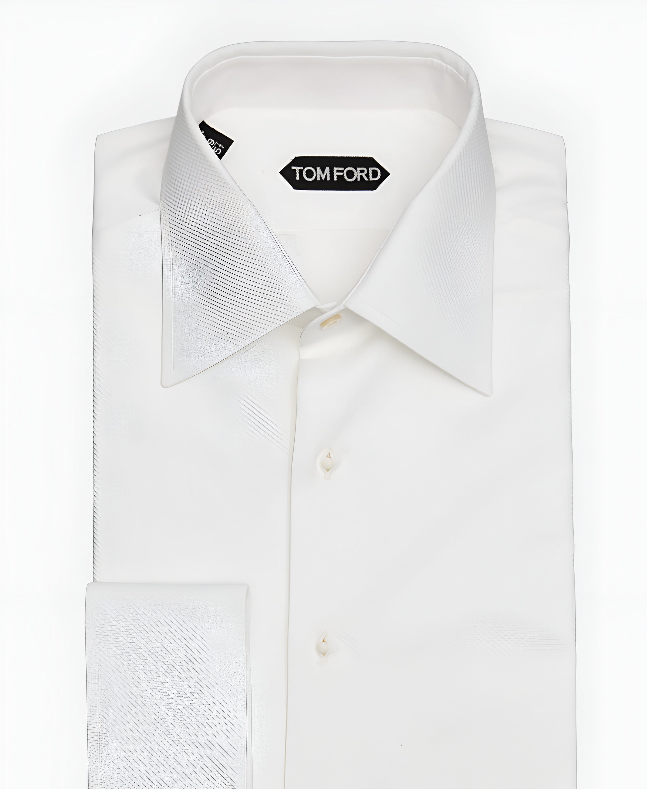 Tom Ford Textured Cotton French-Cuff Dress Shirt White