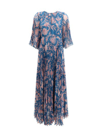 Etro Women Maxi Pleated Dress With Flared Sleeves