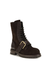 Dolce & Gabbana Women Leather And Suede Buckle Ankle Boots