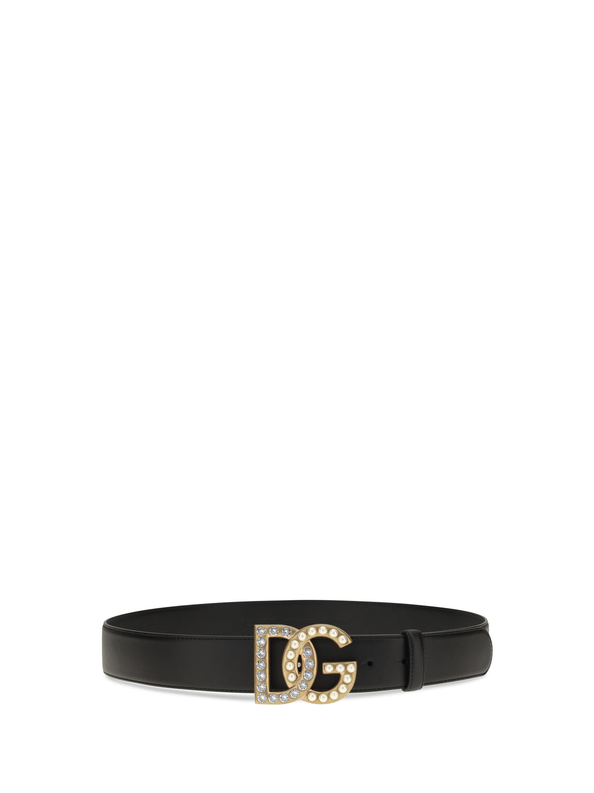 Dolce & Gabbana Women Leather Belt With Crystal Dg Logo