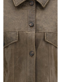 Golden Goose Women Babete Leather Jacket With Embossed Details