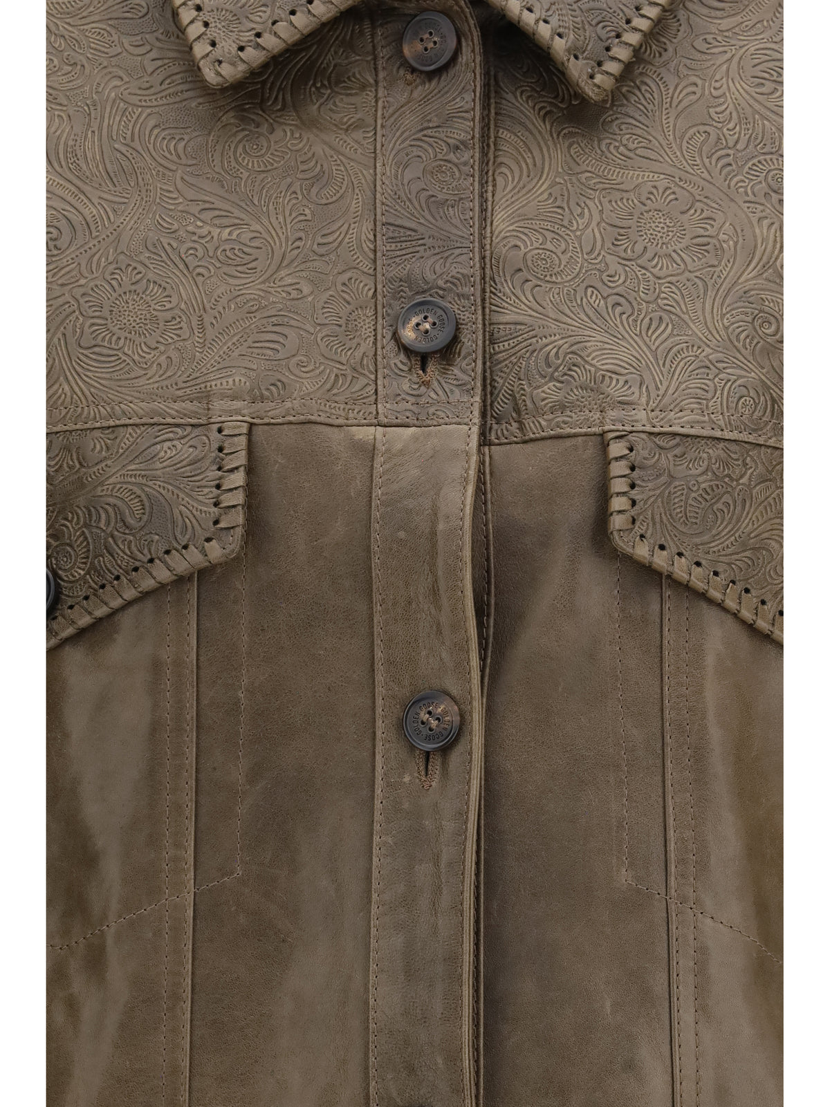 Golden Goose Women Babete Leather Jacket With Embossed Details