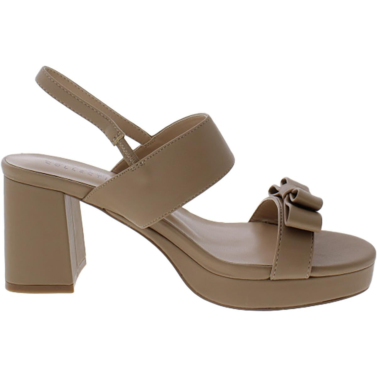 Brookan Womens Faux Leather Round Toe Block Heel