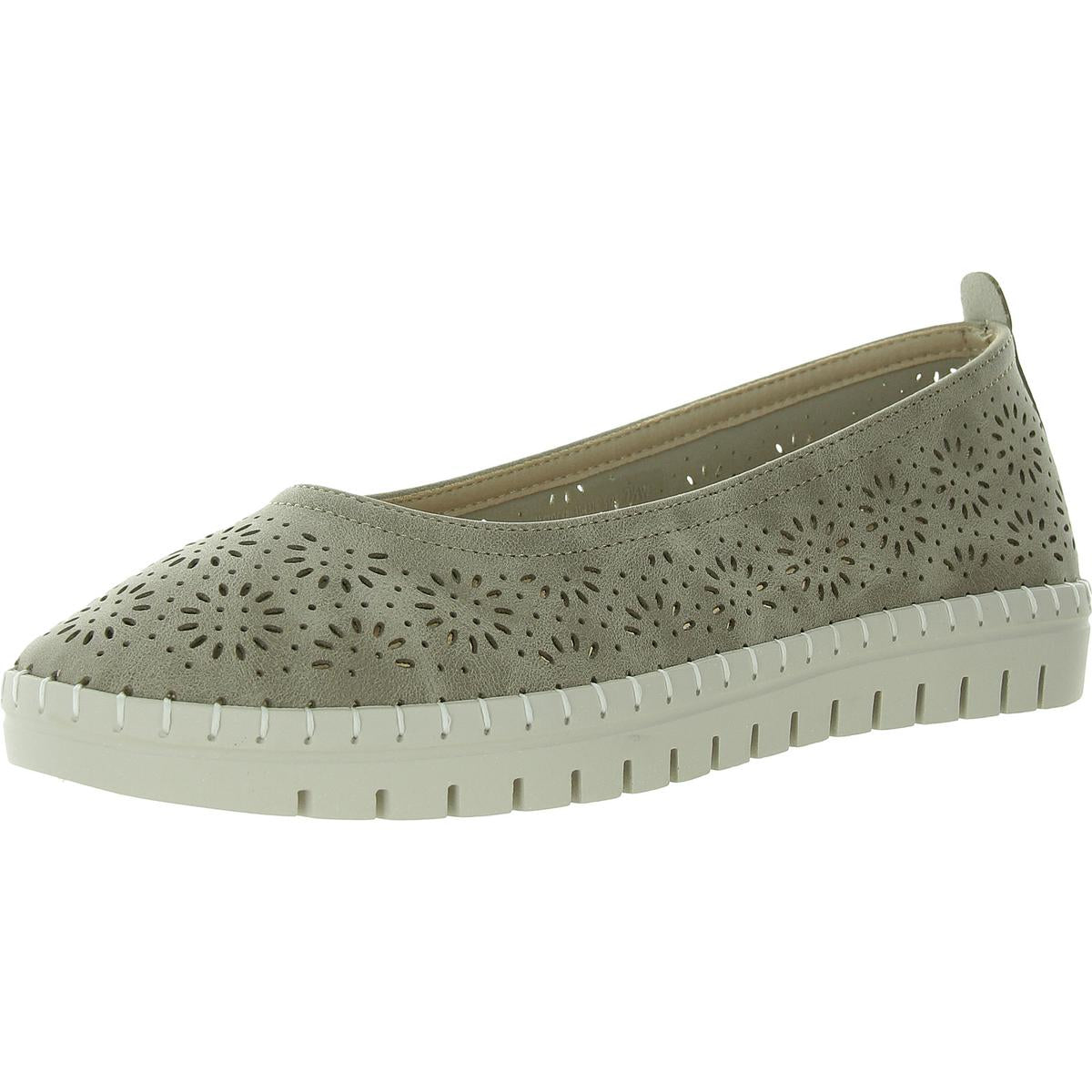 Womens Perforated Man Made Flat Shoes