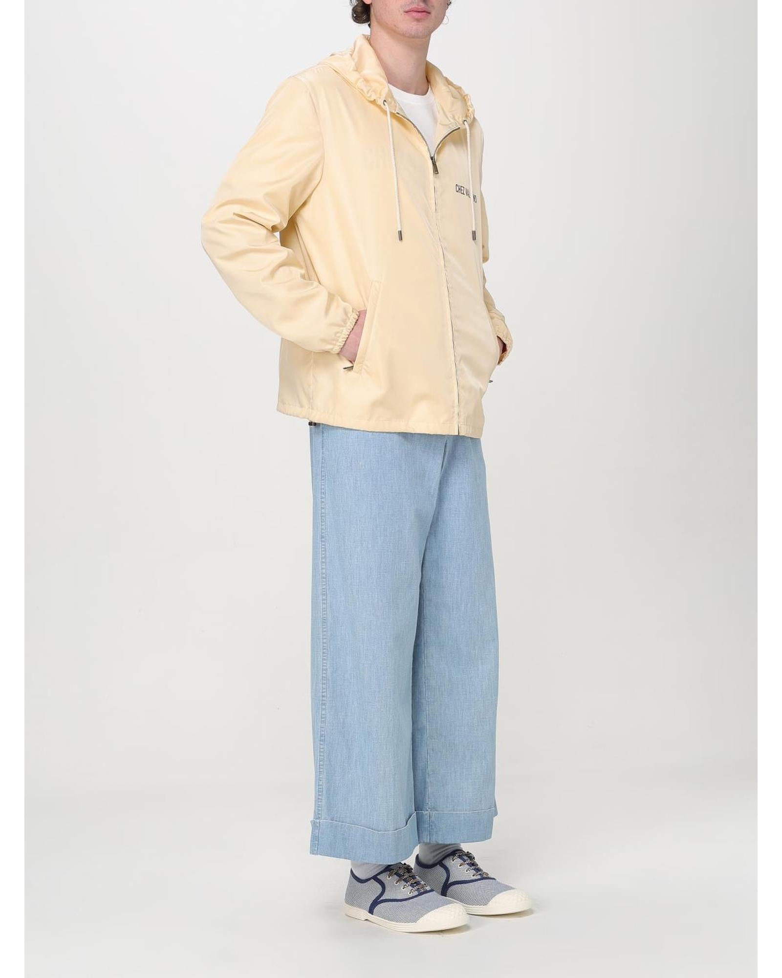 Valentino Hooded Windbreaker Jacket Men Yellow Cream