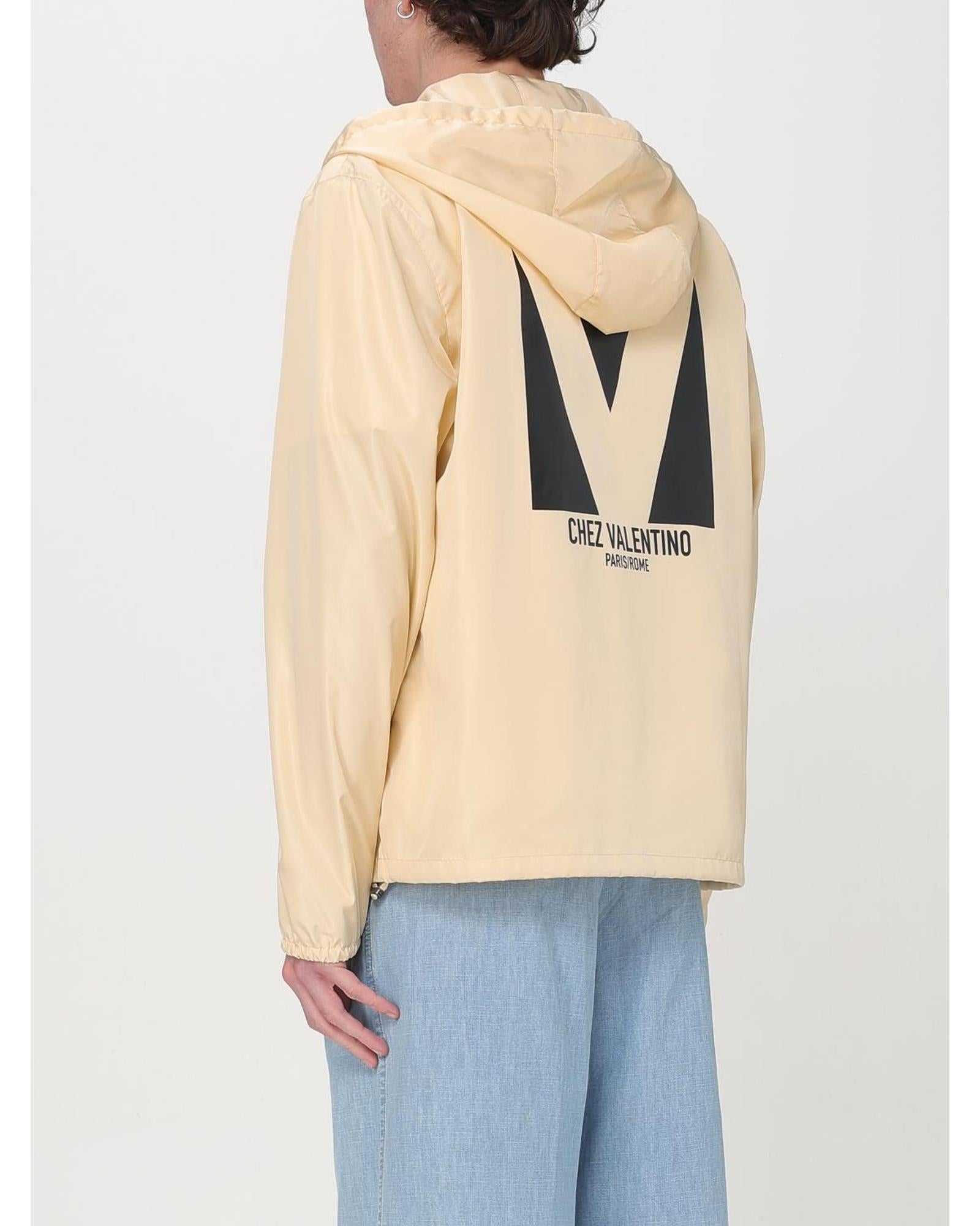 Valentino Hooded Windbreaker Jacket Men Yellow Cream